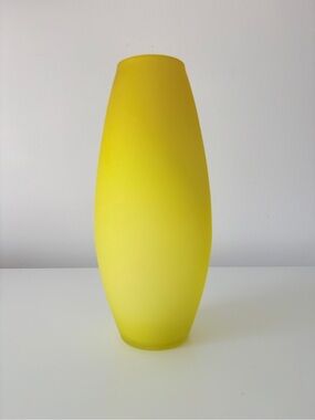 Vintage Satin Glass Vase 80s IKEA “Rotel” Frosted Yellow Memphis Style